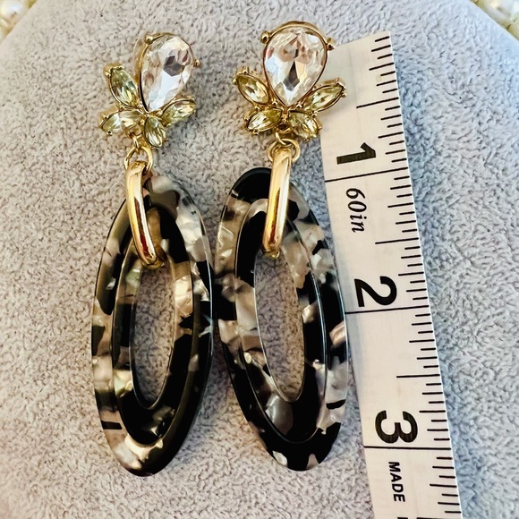 Acrylic Acetate Resin Double Hoop Earrings, Multicolored Dyed Colors, NWOT - Picture 2 of 7